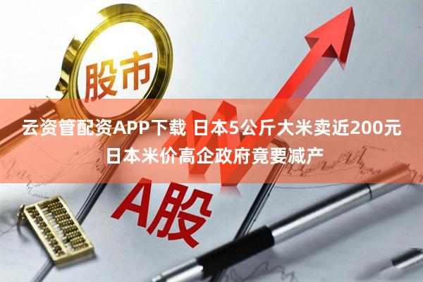 云资管配资APP下载 日本5公斤大米卖近200元 日本米价高企政府竟要减产